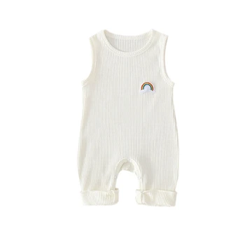 WEIXINBUY 2019 Hot Salg Nyfødte Spædbarn Baby Dreng Pige Rainbow Print Ærmeløs Rompers Børn Buksedragt Tøj Baby Tøj