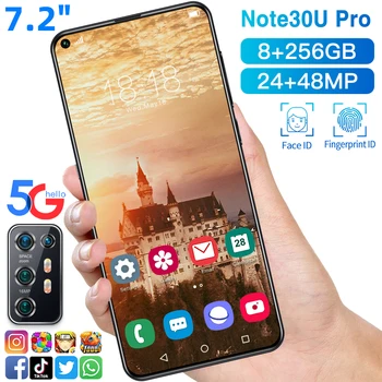 2020 Nyeste Note30U Pro Snapdragon 865 Mobiltelefon 5000mAh 7.2