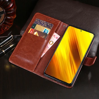 IDEWEI For Poco X3 NFC Tilfælde Dække Luksus Læder Telefon Tilfældet For Xiaomi Poco X3 NFC Beskyttende Flip Case Pung Sag 6.0
