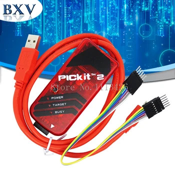 5sets/masse PICKIT2 PIC Kit2 Simulator PICKit 2 Programmør Emluator Rød Farve w/USB-kabel Dupond Wire