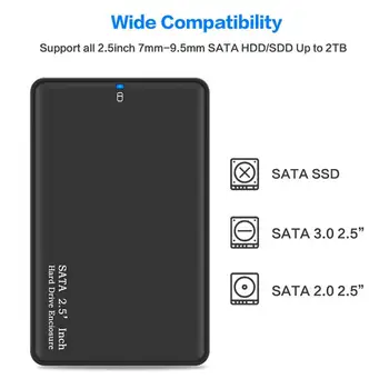 2,5 tommer-USB 3.0 SATA Hd Boks HDD-Drev, Ekstern HARDDISK Kabinet sort Sag Af Gratis 5 Gbps Støtte UASP for SSD/ 2TB Harddisk