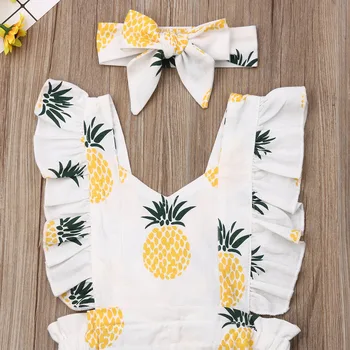 Efterår Baby Pige Romper Mode Ananas Print Pjusket Buksedragt Søde piger 0-24M Småbørn Tøj