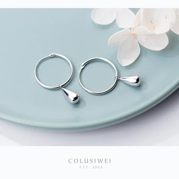 Colusiwei Ægte 925 Sterling Sølv Minimalisme Vand Drop Heart Øreringe til Kvinder, Mode, Fine Smykker Brincos 2020 Ny