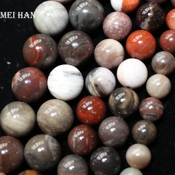 Meihan Engros (2 tråde/sæt) pertrified træ 10mm glat rund løs perler til smykkefremstilling design