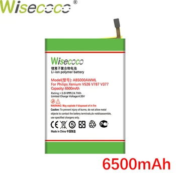 WISECOCO 6500mAh AB5000AWMT AB5000AWML Batteri Til Philips Xenium V526 V787 V377 CTV787 CTV526 Mobiltelefon Med Tracking Nummer
