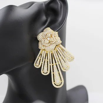 Dubai 18 karat guld vedhæng, øreringe, steg guld og sort smykker øreringe, bryllupsfest damer elegante og smukke tilbehør