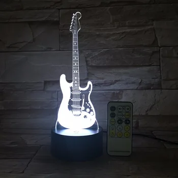 Ekstern Guitar-Nat Lys 3D LED-Lampe 7 farveskift Led USB Eller Touch Control-tasten Indendørs Atmosfære Lampe Børn', Legetøj Og Gaver