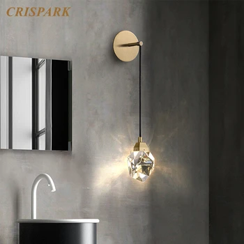 Moderne Enkelt-Vedhæng væglampe LED Nordiske Messing Finish Klar Krystal Sconce Lys Art Deco-Indendørs Stue, Soveværelse Villa