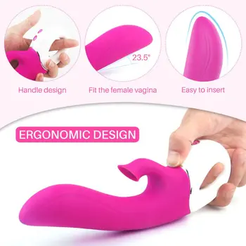 Kvinder G-Spot Vibrator Sugende Stimulation 9 Frekvens Dildo Massageapparat USB-Genopladelige Voksen Sex Legetøj til Par