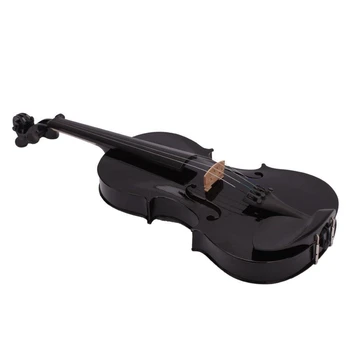4/4 Fuld Størrelse Akustisk Violin Violin Sort med Bue Colophonium