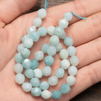 Engros natursten Facetteret Amazonit Perler til smykkefremstilling 6 8 10 mm Løse Perler DIY Halskæde Øreringe Armbånd