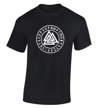 T-Shirts Mode 2018 Valknut T-Shirt, Rune, Thor, Odin I Valhalla Viking Hedenske Rund Hals Tøj