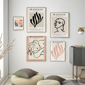 Henri Matisse-Abstrakte Maleri Minimalistisk Illustration Væg Kunst Print på Lærred Vintage Plakat Beige Væg Billede til stuen