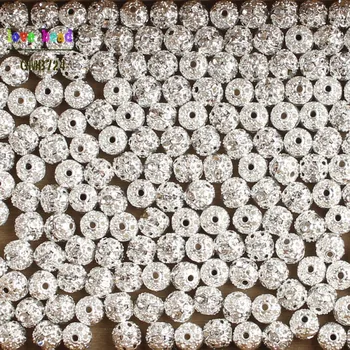 50stk/masse Metal-Belagte Krystal Rhinestone Kugle 8mm Spacer Løse Perler Til smykkefremstilling Resultater Diy DIY Armbånd