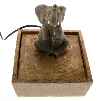 Sidder Elefant Bordplade Vand Springvand Desktop Indretning Indendørs Meditation Luftfrisker Vandfald Dekorativ Skulptur
