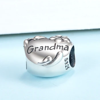 SG 925 sterling sølv mode love Grandma Heart perler charms og vedhæng til kvinder, der passer oprindelige Europa armbånd til smykkefremstilling