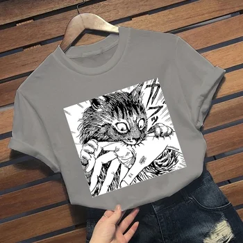 Junji Ito Horror Anime Unisex T-Shirt Japansk Mænds kortærmet Tshirt Animationsfilm Trykt t-Shirt Toppe