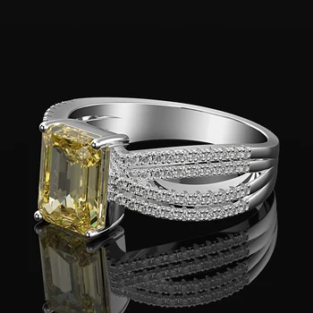 Mode 925 Solid Sterling Sølv Citrin Diamanter, Ædelsten Bryllup Engagement Hvid Guld Ring Fine Smykker Engros