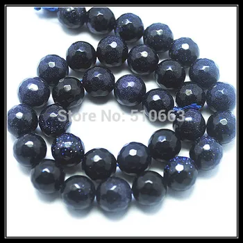 Nye hot Natur perler, Facetslebet blå, sand, sten facetteret bold tilbehør charms mænds armbånd gøre størrelse 4mm 6mm 8mm 10mm 12mm