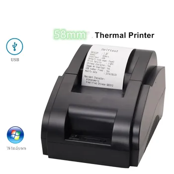 Gratis forsendelse 1stk Kabel-scanner +Sort Høj kvalitet 58mm termisk printer kvittering maskinen udskrivning hastighed 90mm / s USB-interface