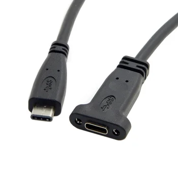 USB-C USB-3.1 Type C Mandlige og Kvindelige Udvidelse Data Kabel med Panel Mount Skrue Hul 20CM