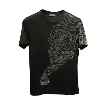 2021 Streetwear T-Shirt Homme Camiseta Masculina Sjove T-Shirts Mandlige Top Tee Personlighed Tiger Hot Diamant Udskrivning Tshirt Mænd