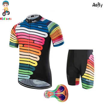 AOFLY Kid Børn er Color Bar Langærmet Cykling & Balance Bike Jersey Maske Grøn Silikone & Dyr Puder Holde Varm Vinter