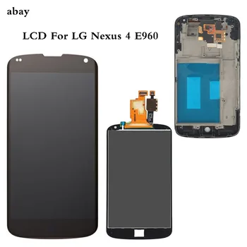 4.7 Tommer LG Google Nexus 4 E960 LCD-Skærm med Touch-Digitizer Assembly med ramme, frontplade reservedele