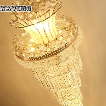 Store Gold Imperial Krystal Lysekrone Til Hotel, Hall, Stue, Trappe Hængende Pendel Lampe Store Europæiske Belysning