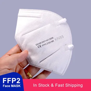 10 STK FFP2 KN95 beskyttelsesmaske Med Filter Ikke-vævet Smelte Blæst 5-Lag Disponibel Facial Mask PM25 Anti-fog Respirator Masker