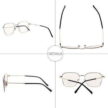 REAL Mode Retro Kvinder Briller Ramme Metallisk Flerfarvet Briller Nærsynethed Briller Rektangulære Optiske Briller Full-Frame-Unisex