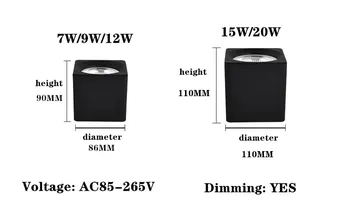 1stk hvid Sort Overflade Monteret LED Dæmpbar Downlights 7W9W12W15W 20W COB LED Loft lampe Spot Lys AC110-220V