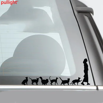 Cat Lady Katte Følge Kvinde Søde Bil Vindue Decal Klistermærke, Kæledyr Kæledyr Sjov