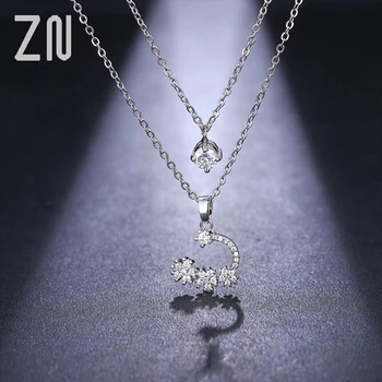 ZN Ny Romantisk Dobbelt Blomst Design, AAA+ Cubic Zirconia Halskæde Vedhæng Til Kvinder Mode Smykker