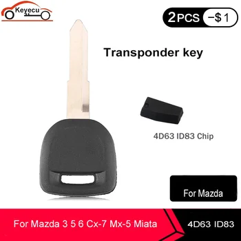 KEYECU Nye Transponder startnøglen Tomme etui til Mazda 3 5 6 Cx-7 Mx-5 Miata Chip 4D63 ID83 80Bit med Uncut Blade