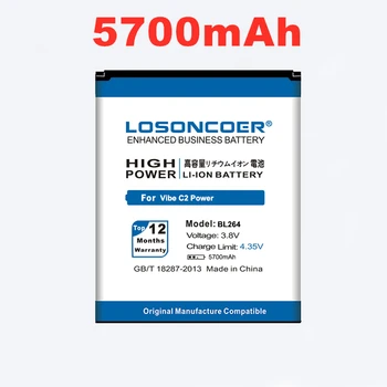 Oprindelige LOSONCOER 5700mAh BL264 Høj Kvalitet Batteri Til Lenovo Vibe C2 Power Batteri