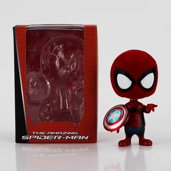 Q Version Spiderman superhelte Action Figurer, Legetøj, PVC-Ryst på Hovedet Tal Legetøj med Magnet Hængende Reb