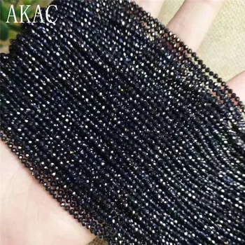 5strands/set Approx3mm natural black spinel faceted loose seed beads for jewelry diy making design