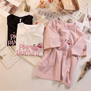 T-shirts Til Kvinder Bomuld Korte Ærmer Pink Panther Print Top Tees Damer Tegneserie T-Shirts Kvindelige Sommeren Afslappet T-shirt