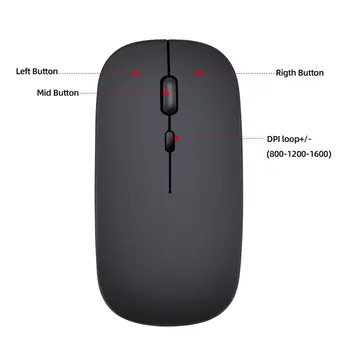 Ultra-tynde trådløse mus på 2,4 G dual-mode mus notebook desktop mus Genopladelige trådløse bærbare mus