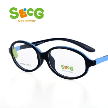 SECG Solid Hård Fleksible Kids Briller Ramme Nærsynethed Briller til Syne Optisk Rund Silikone Børn Frame Briller Gafas