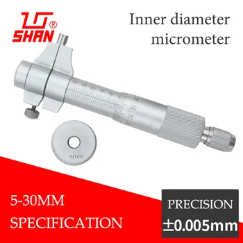 Nøjagtig indvendig diameter mikrometer 5-30 mm, indre huldiameter måleinstrument 0,01 mm mikrometer måling af tykkelse