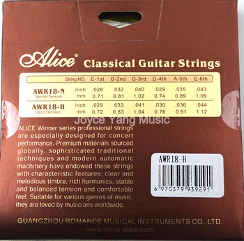 Alice AWR18 Klassisk Guitar Strenge Crystal Nylon forsølvet Kobber Snoede Ultratynde Oxidation Resistente 1.-6 Strenge