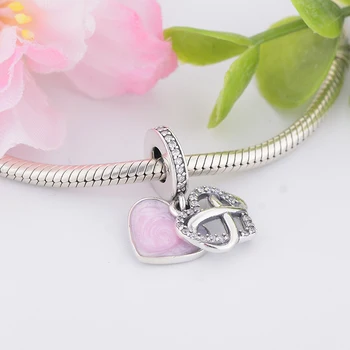 925 Sterling Sølv Mousserende Infinity Hjertet Heart Charm Perler Passer Oprindelige Pandora Charm-Armbånd, Halskæde DIY Smykker at Gøre