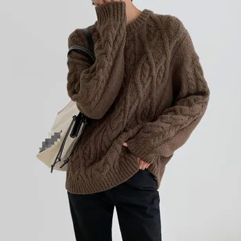 Gagaok Foråret/Efteråret Koreanske Tyk Strik Sweater 2020 Nye O-Hals Kontor Dame Solid Trøjer Løs Varm Smarte Vilde Pullovere K4022