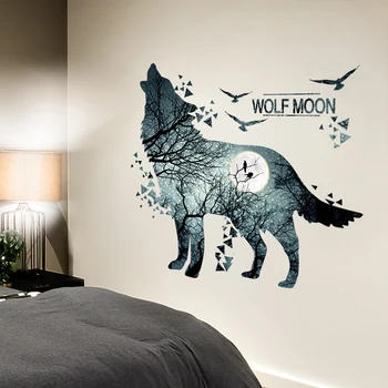 Wolf Wall Stickers Vinyl DIY Art Animal Mural Decals til Børn Værelser Baby Børn Soveværelse Dekoration