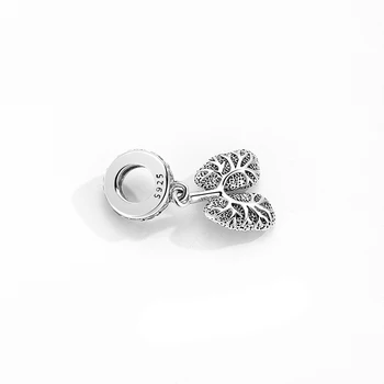 Ægte 925 Sterling Sølv lungevæv Heart Charm Perler passer Oprindelige Vedhæng, Armbånd Sølv 925 smykkefremstilling