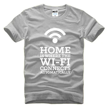 Kreative Tilpasset Wireless WIFI Bogstaver Påtrykt Herre Mænd T-Shirt T-shirt til Sommeren Nye Korte Ærmer Bomuld Casual t-shirt Tee