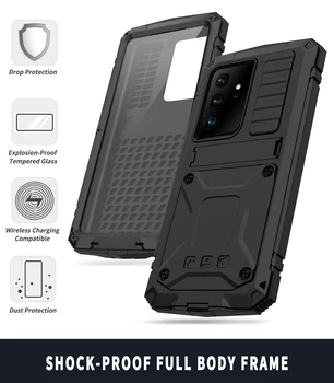 360 Doom Rustning IP68 Vandtæt taske Til Samsung Galaxy S21 Ultra Note 20 S20 Plus 5G Metal Bumper Stødsikker Beskyttelse Cover