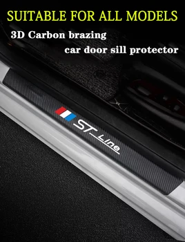 4 Stk Carbon Fiber Læder Beskyttende Film Bil Dør Karmen Protektor For Ford Focus mk2 st Vignale / st-line f150 Bil Tilbehør